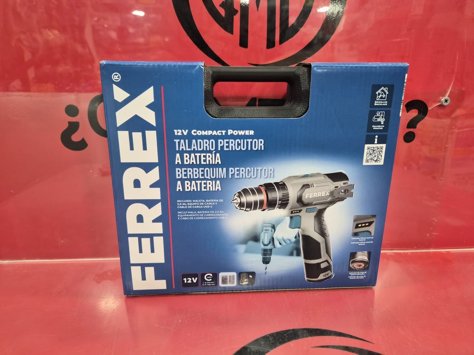 Taladro Percutor a Batería Ferrex 12V Compact.