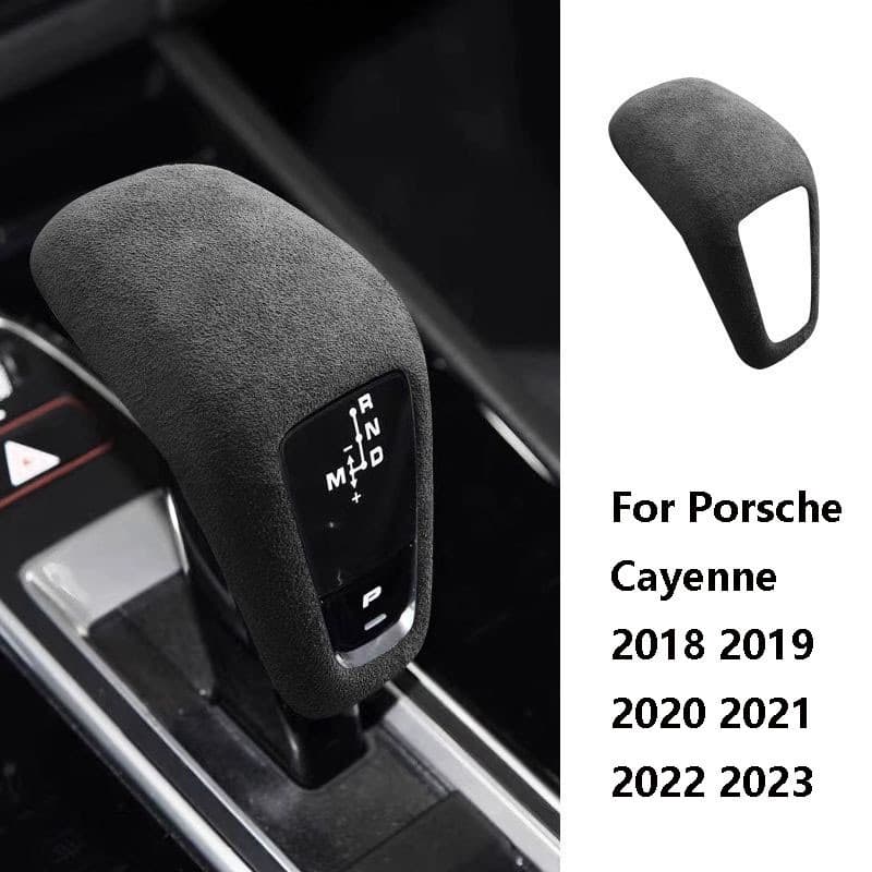 Accesorios de gamuza para automóvil perilla de cambio de marchas cubierta embellecedor para Porsche Cayenne 2018-2024