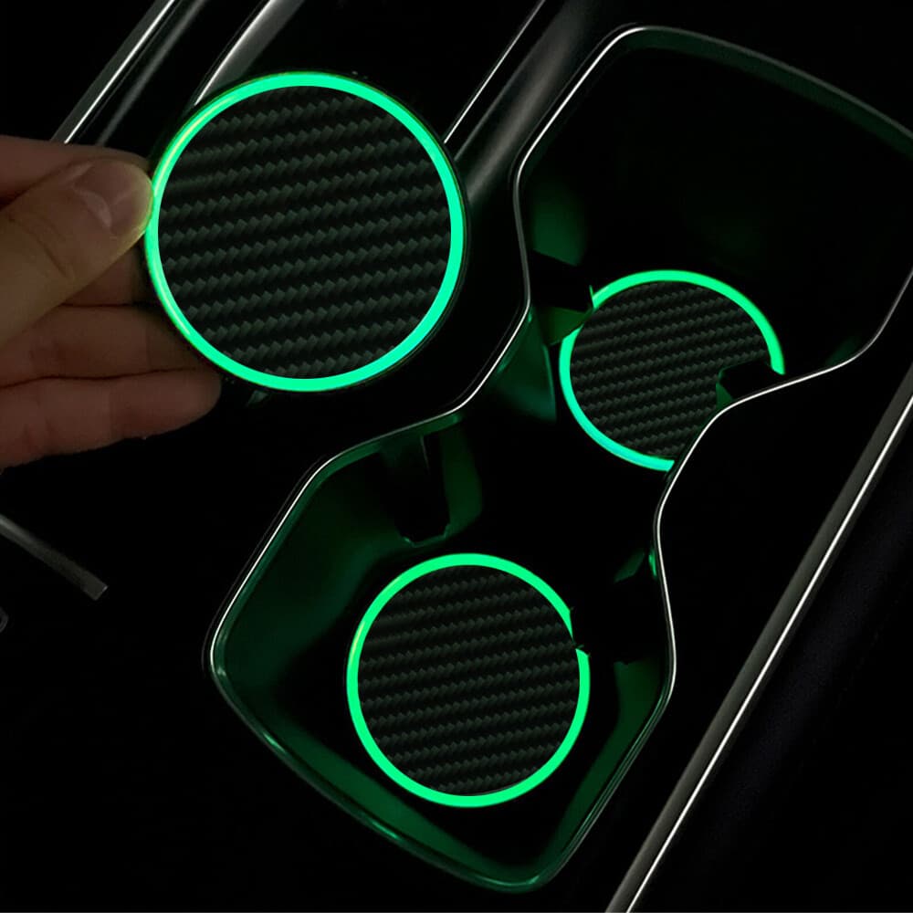Almohadilla de luz nocturna brillante para portavasos de coche 2 piezas alfombrilla posavasos accesorios