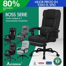 ALFORDSON Silla de Oficina Computadora Juegos PU/Lino Reclinable Asiento
