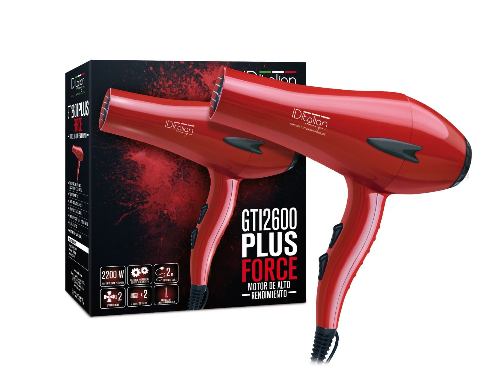 Secador de Pelo 2400W Profesional 3 Temperaturas 2 Velocidades Aire Frío