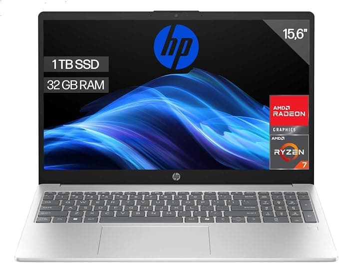 HP 15 portátil 15,6" FHD, Ryzen 7 7730U, 32 GB RAM y SSD de 1 TB