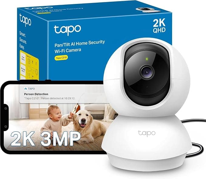 Tapo C210 cámara de vigilancia WiFi interior 360°, 2K y detección IA