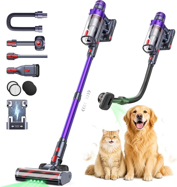 SMOTURE aspiradora sin cable 55 kPa, 650 W y hasta 70 minutos, cepillo para mascotas