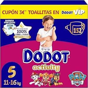 Dodot Activity talla 5 (11–16 kg), pack de 152 pañales
