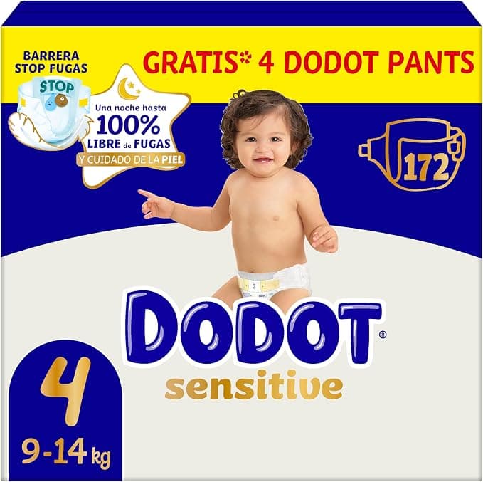 Dodot Sensitive talla 4, 172 pañales para bebés de 9 a 14 kg