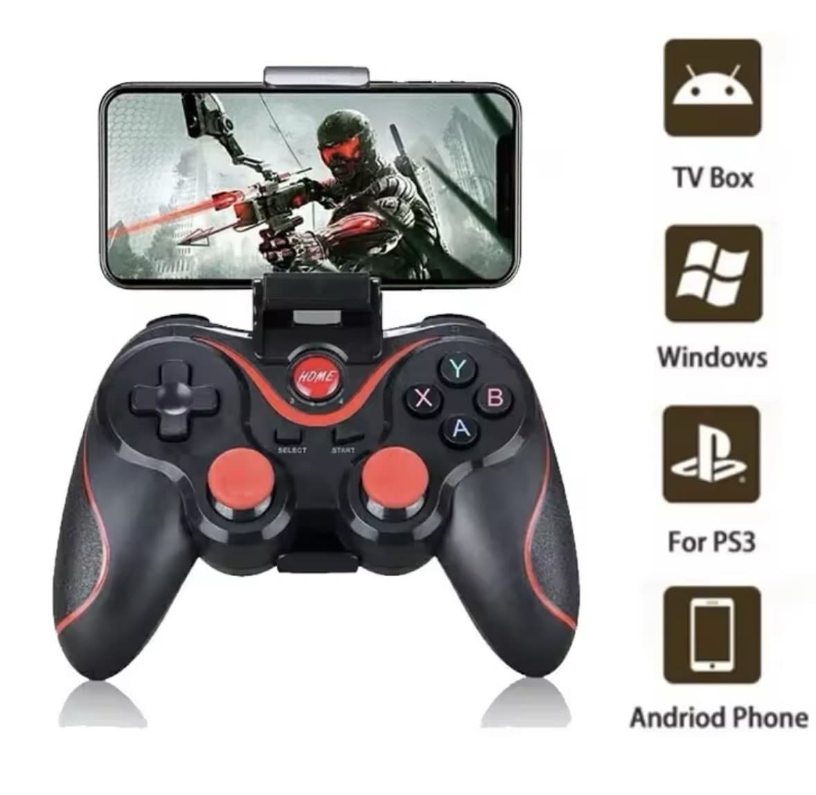 Controlador con soporte de teléfono universal gamepad para juegos Bluetooth PC