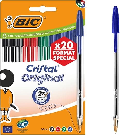 BIC Cristal Original, caja de 20 bolígrafos surtidos